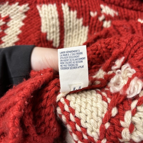 American Eagle Cardigan Sweater Y2K Scandigirl Fair Isle Red White Medium - Picture 8 of 8